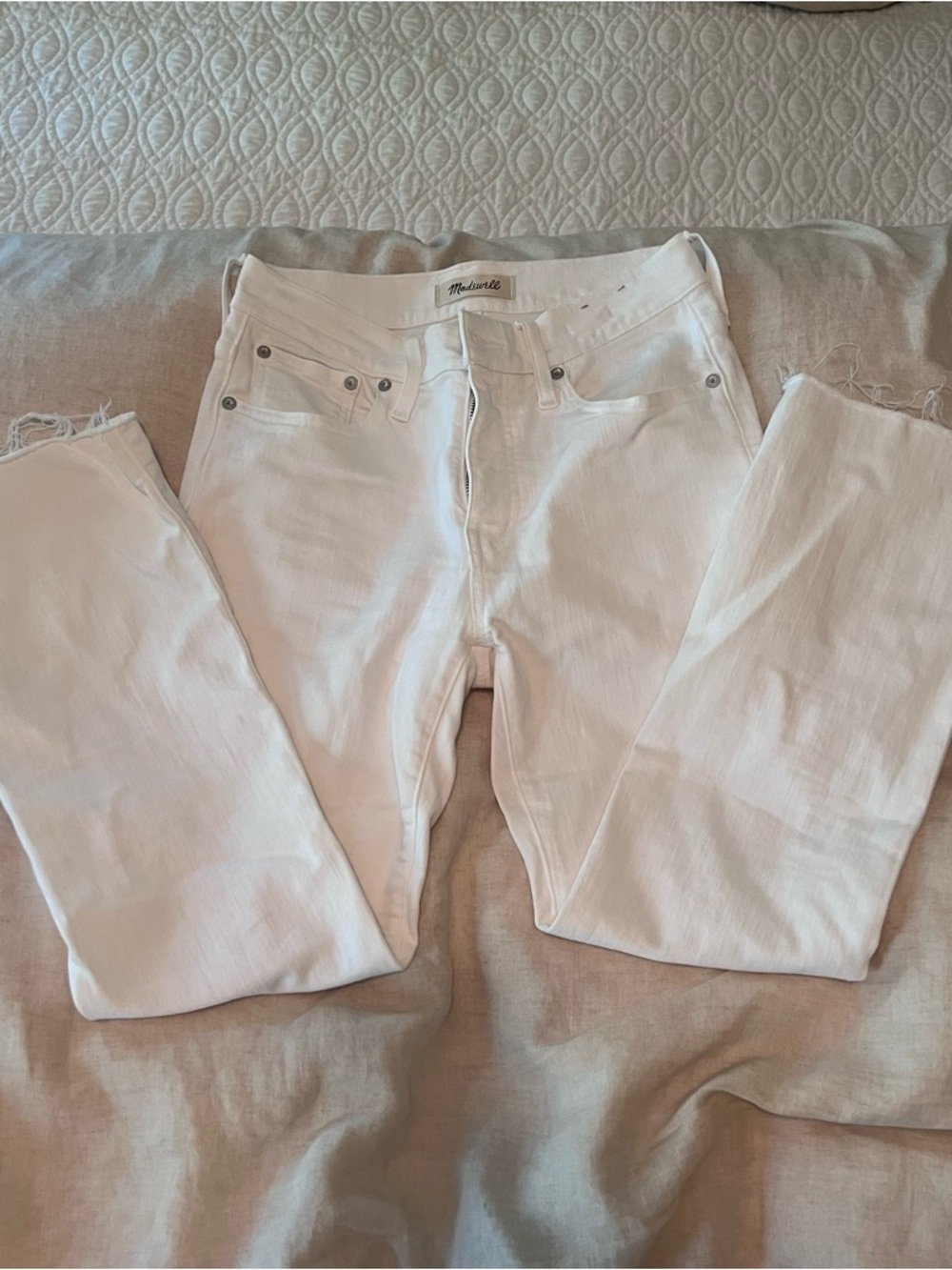 Madewell Midrise Kick out White Straight-Leg Jeans